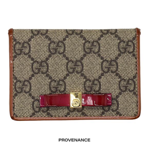 🔴 Gucci GG Supreme Bow Pocket Organizer Wallet - Hot Orange - Picture 1 of 7